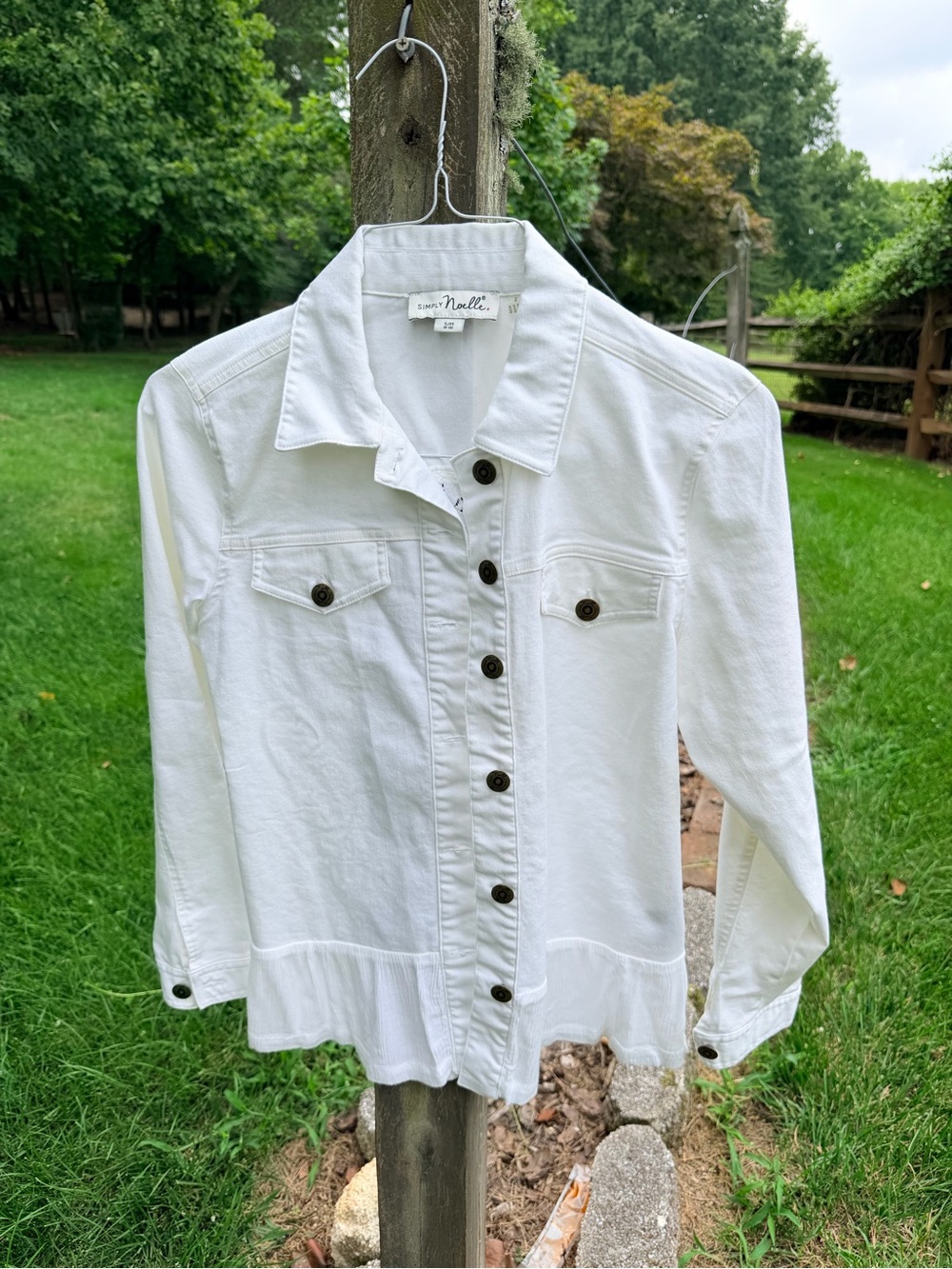 Simply Noelle White Button-Front Shirt Jacket